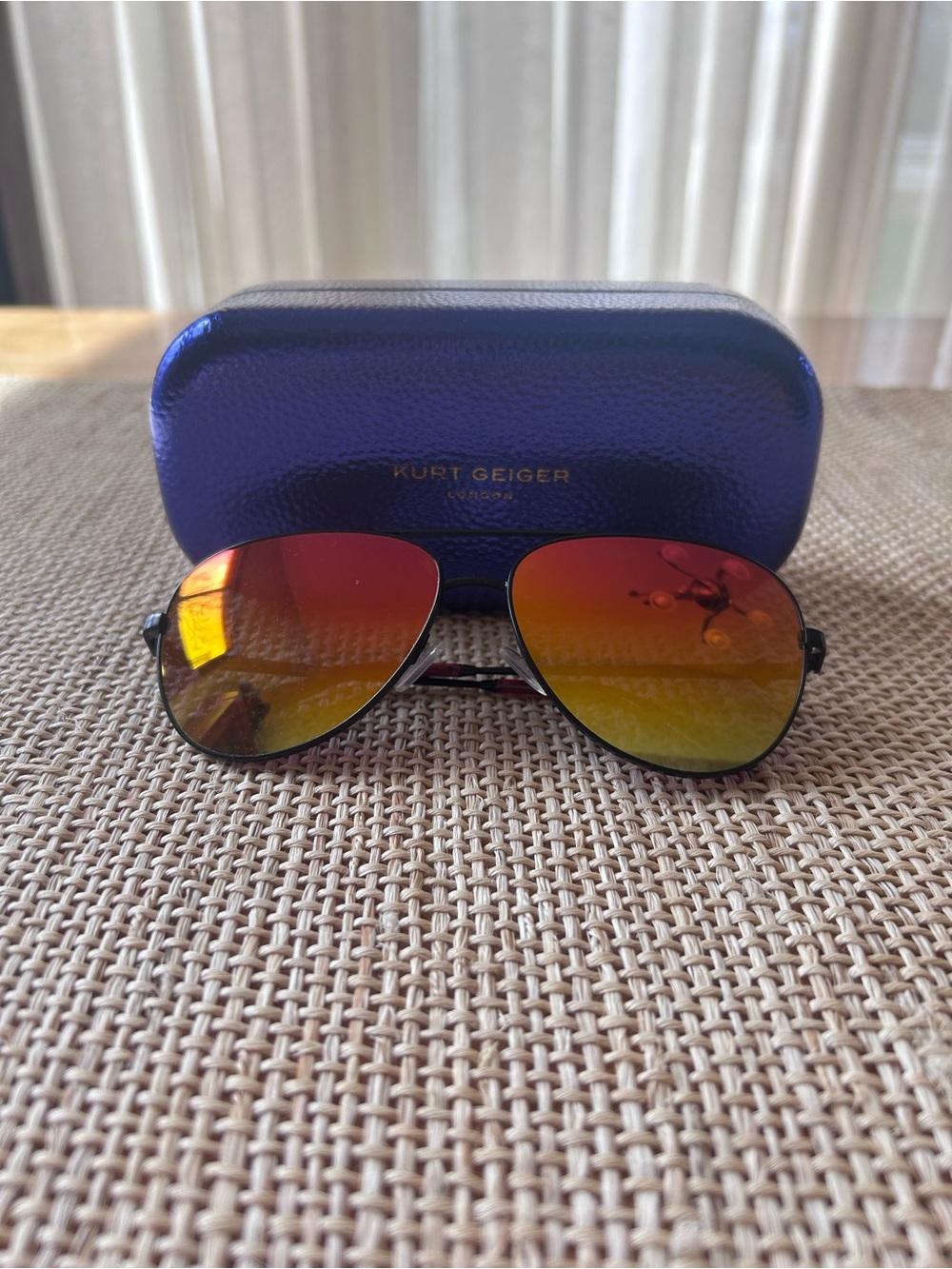 KGL 62mm Be Kind Rainbow Mirror Lens Oversized Aviator Sunglasses with Case